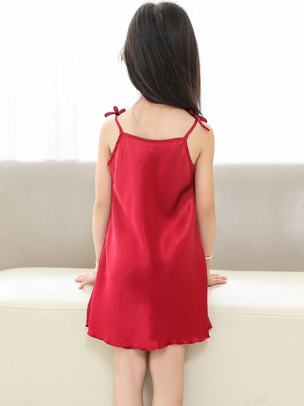 19 Momme Lace Up Girls Silk Slip Nightgown